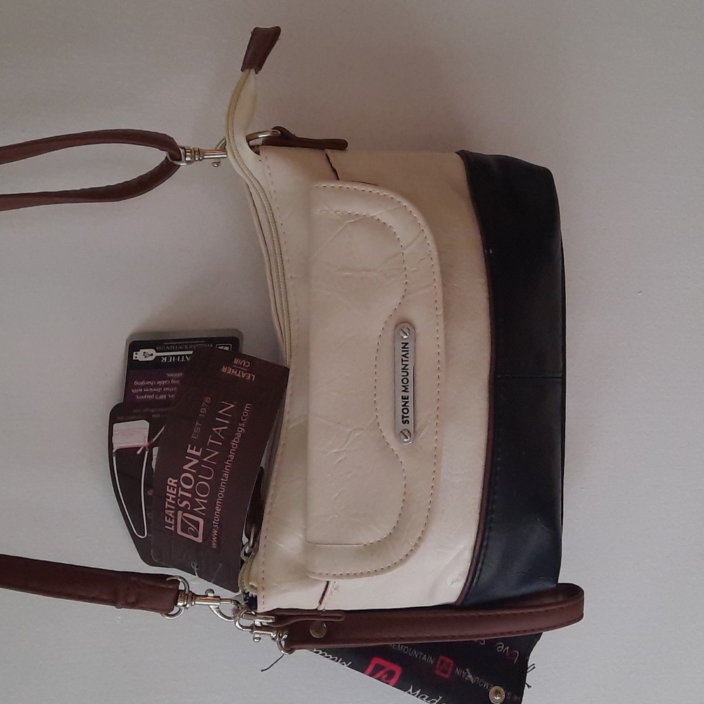 Stone Mountain Black and Cream Leather Bag
